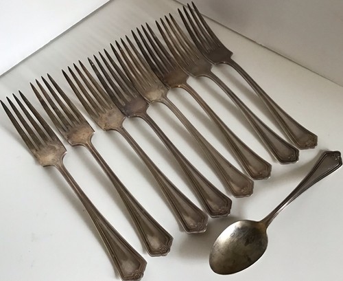1865 Wm Rogers Mfg Co Aa 8 Forks 1 Spoon 1907 Dunster Pattern Ebay 