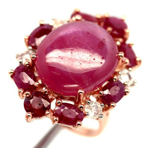 Bague Argent 925 Rubis Créé En Laboratoire 5.2 Carats - Taille 9 (Fait Main, Inde)