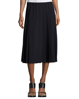 Michael Kors Navy Blue Pleated Midi A line Skirt Womens size - Main Image