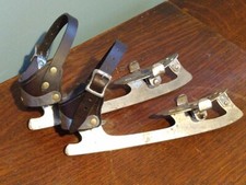 antique vintage metal and leather ice skates The Samuel Winslow Skate Mfg