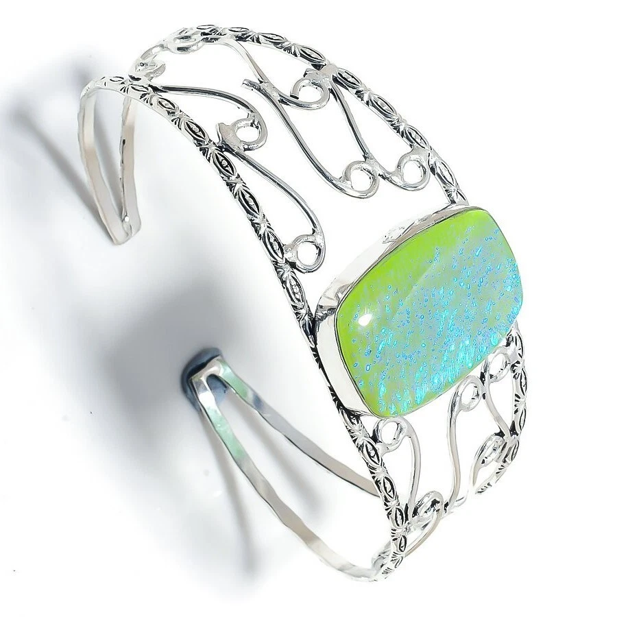 925 Серебряный австралийский тройняшки опал драгоценных камней ручной работы ювелирных изделий манжеты браслет - Изображение 2 из 4