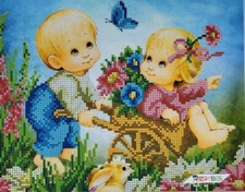 Children Bead Embroidery Scheme on Canvas DIY Stamped Printed Pattern 294