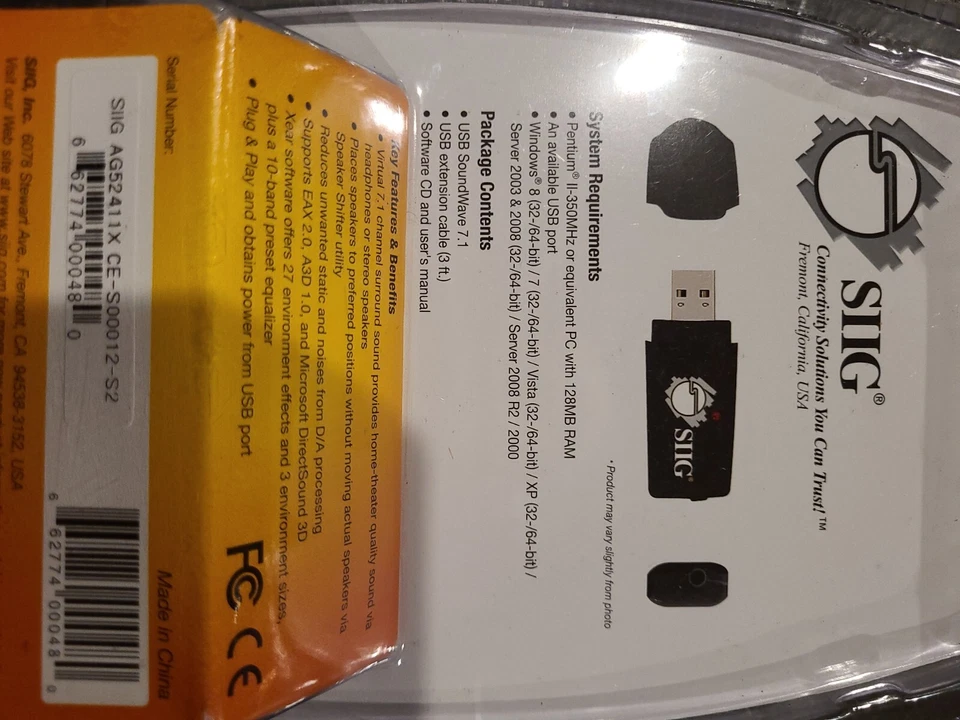 SIIG SoundWave 7.1 Channel Virtual Surround Sound USB Audio Adapter Ships Free! - Image 4 of 4