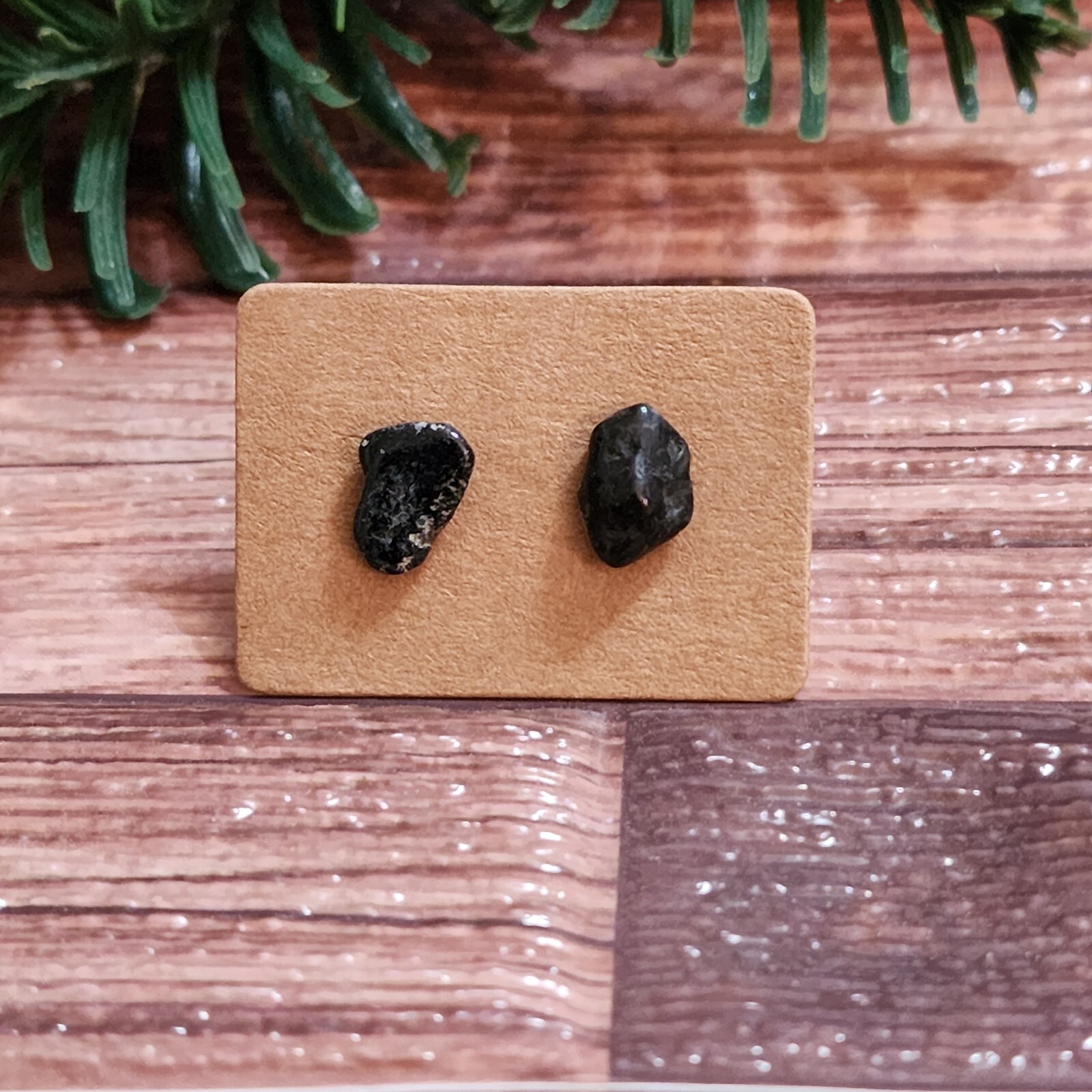 Tourmaline stud earrings natural boho earthy cute gemstone jewelry-image