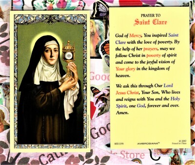 St. Clare with Prayer to Saint Clare - Laminated Holy Card 800-1198 | eBay