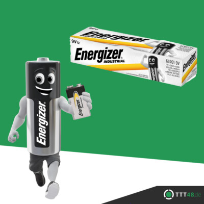 12 x Energizer Industrial 9V Block Alkaline E-Block 6LR21 Batterie - Rauchmelder