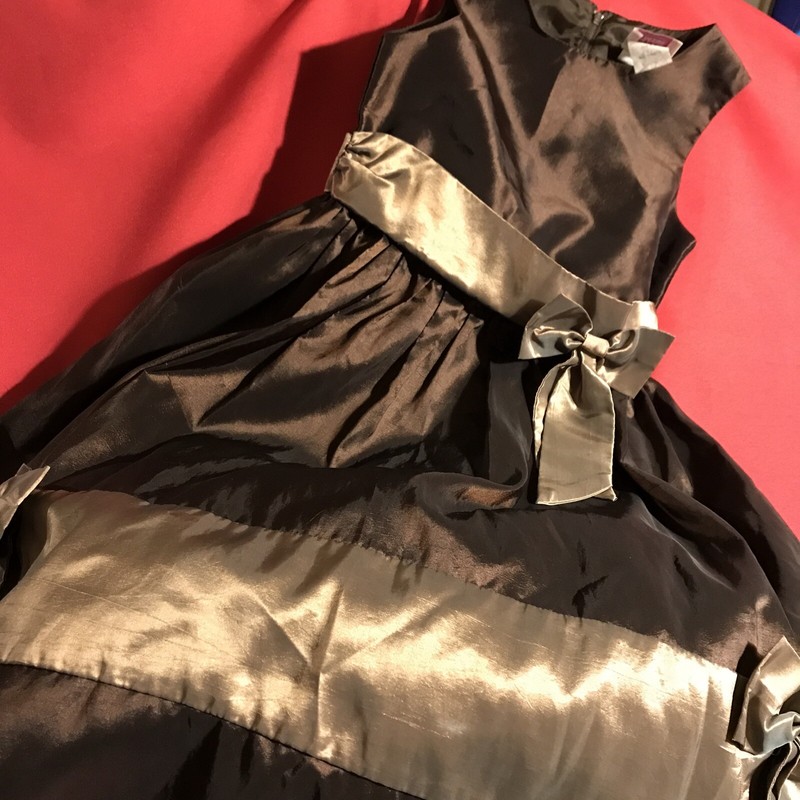 LITTLE MISS BROWN AND GOLD DRESS UP PARTY DRESS SIZE 6 preowned