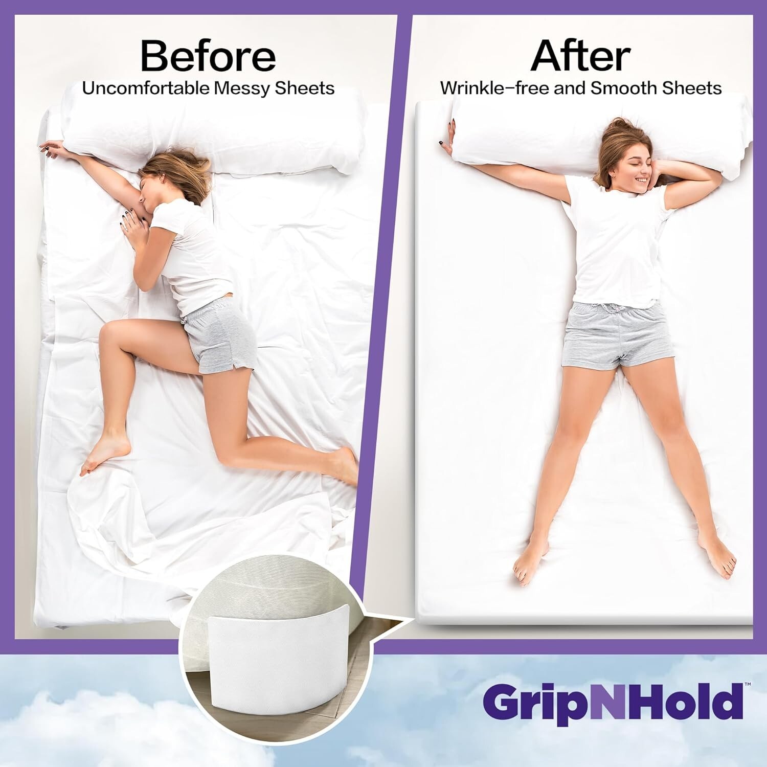 Grip N Hold Bed Sheet Holder | Discrete Heavy Duty Sheet Holder, 360 Degree B...