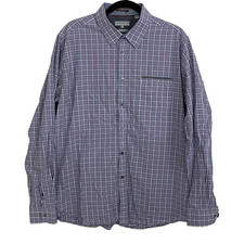 Size 7 Ted Baker London Dress Shirt Mens Plaid Blue Pink White Z1