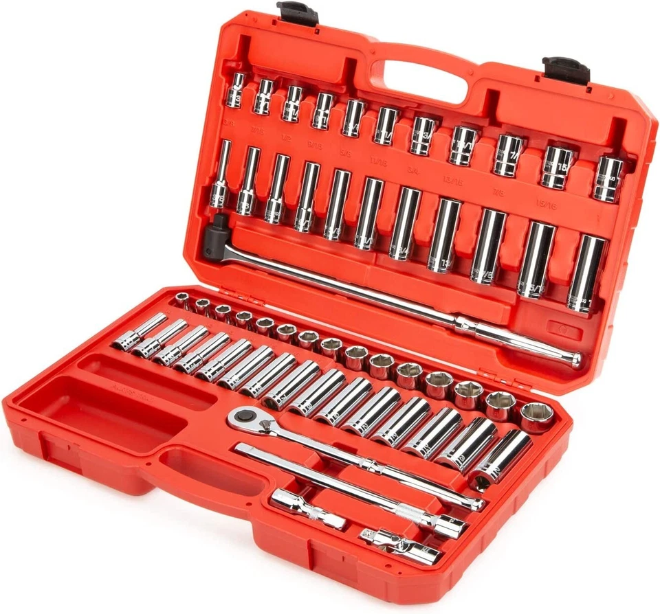 1/2 Inch Drive 6-Point Socket and Ratchet Set with Case (57-Piece) - Image 2 of 4