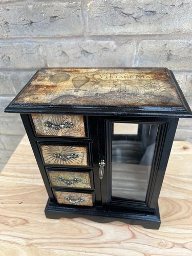 Steampunk inspired Wooden Wardrobe style Jewellery Box 26cm x 21cm x 13cm - Picture 7 of 10
