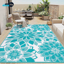 Outdoor Rug for Patio 5X8 Ft Reversible Plastic Straw Patio Camping Rug