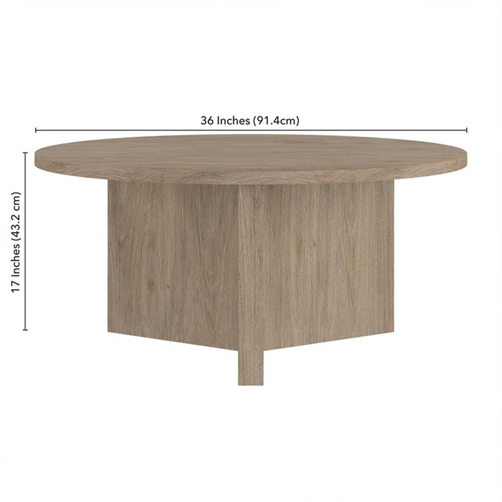 Henn&Hart 36" Antiqued Gray Oak MDF Coffee Table