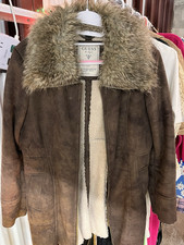 GUESS Brown Faux Fur Collar Zip Suede Jacket ...