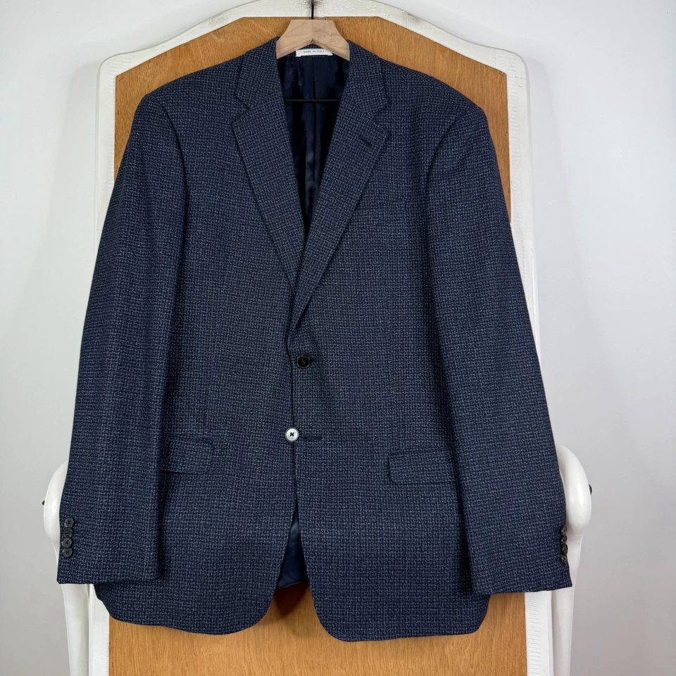 Abrigo deportivo Armani para hombre 42L azul marino tweed suave 2 botones ejecutivo lana cachemir Foto 2 de 4