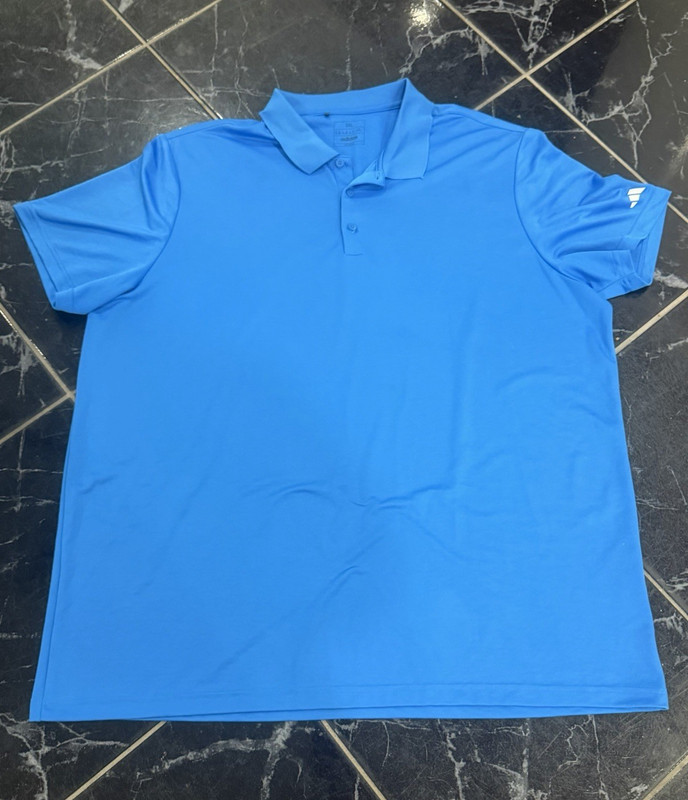 adidas Men's 3XL Blue Polo Shirt Short Sleeve Solid Collared Button Knit