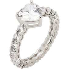 925 Sterling Silver AAA Cubic Zirconia Heart Engagement Ring
