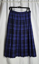 Vintage Pendleton Plaid Wool Purple Black Jacquard Pleated Midi Skirt
