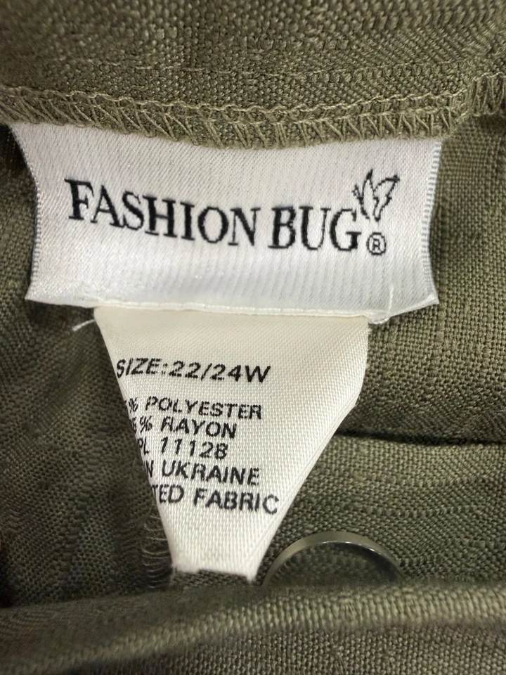 Vintage NWT NOS Fashion Bug Womens Plus Size 22/24W Olive Pants With Belt - Image 4 of 4