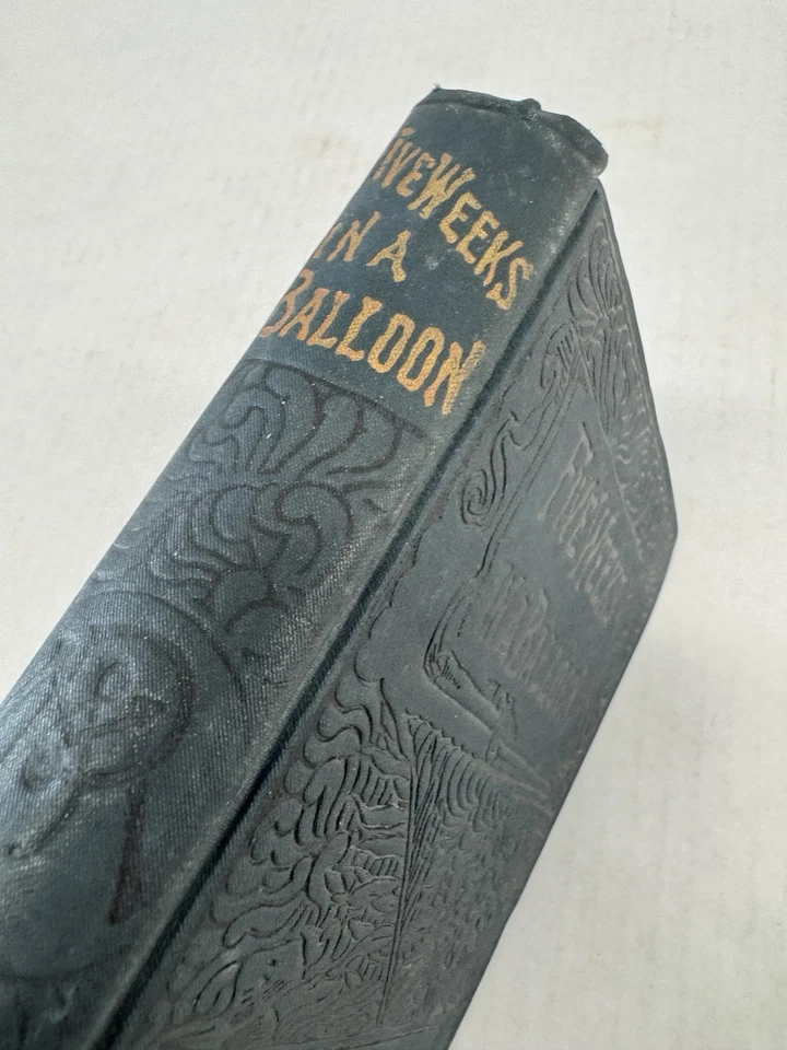 Five Weeks in a Balloon by Jules Verne (1889) Antique American Edition Foto 2 de 4
