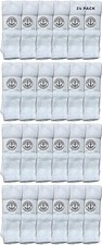 24PK 30 Inch Wholesale Men's Long Tube SocksSport Socks 10-13 White 