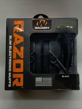 Razor Slim Electronic Earmuffs Ultra Low Profile, 23dB Hearing Protection Black