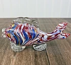 Vintage Hand Blown Colorful Swirl Art Glass Fish Murano Style 7" Paperweight?