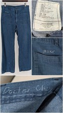 US Navy Utility Dungarees Denim Trousers 80s W31 L31 Flared Baker Pants Workwear