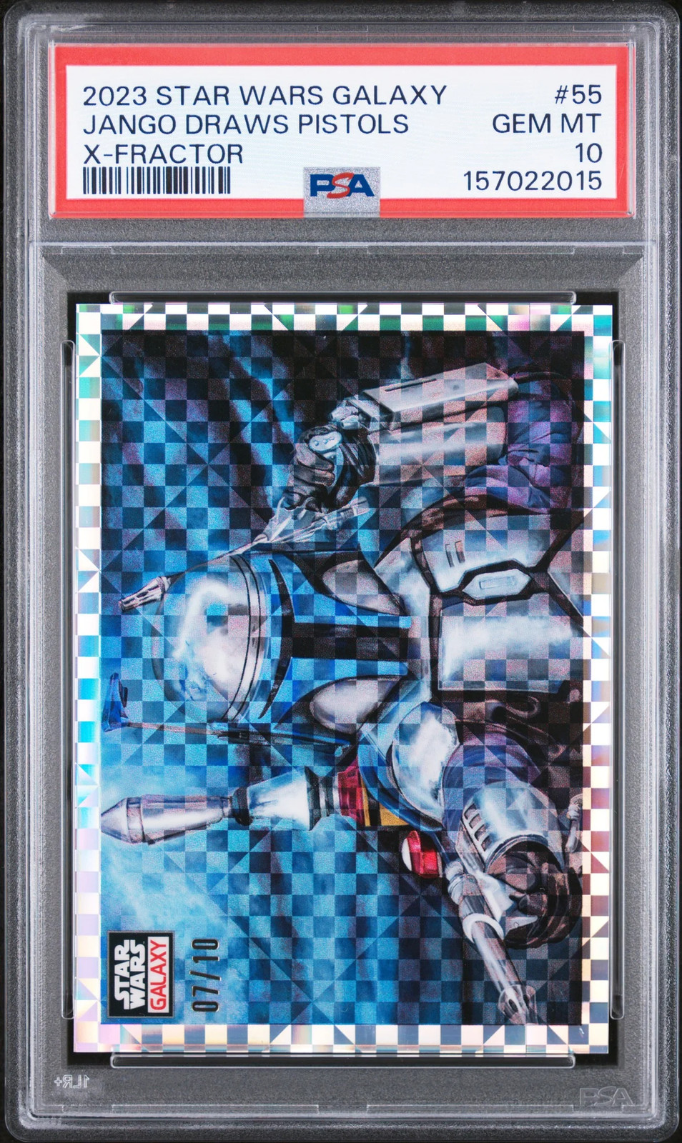 2023 Topps Chrome Star Wars Galaxy Jango Draws Pistols X-factor/10 #55 PSA 10