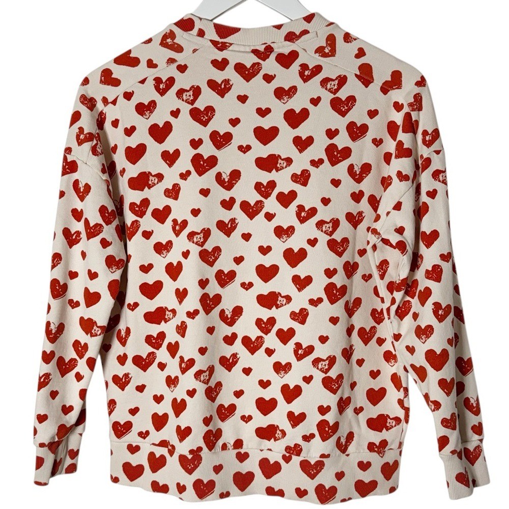Molo Mandy All Is Love Pullover Heart Print Sweatshirt Cotton Size 152
