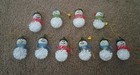 Vintage Set Of 10 Miniature Blown Glass Snowman Snowglobe Ornaments — photo 1