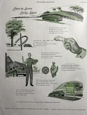 1947 Quaker State motor Oil Seven Lucky Signs Engine Automotive VTG Print Ad