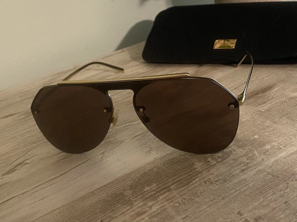 Dolce & Gabbana Aviator Sunglasses Yellow Gold Brown Lenses - Image 2 of 4
