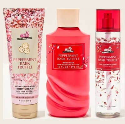 BBW x Milk Bar Peppermint Bark Truffle Fragrance Mist/Body Cream/Wash Set