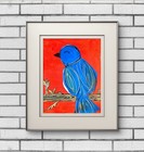 Bluebird On Branch Colorful Neo Expressionist Original Wall Art 11x14 Canvas. — photo 6