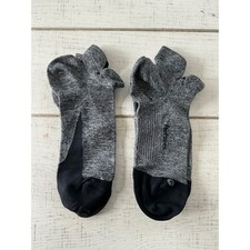Feetures Elite Light Cushion No Show Tab Running Socks Gray Black Unisex L Two