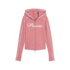 PUMA T7 Street Glam Full Zip Hoodies Womens Pink Casual Athletic Outerwear 63706