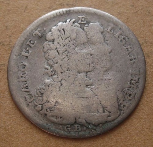 1716 Italy Kingdom of Naples 1 Tari Circulated Silver Coin - Charles VI - KM 137