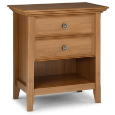 Amherst SOLID WOOD 24 Inch Wide Traditional Bedside Nightstand Table in Light...