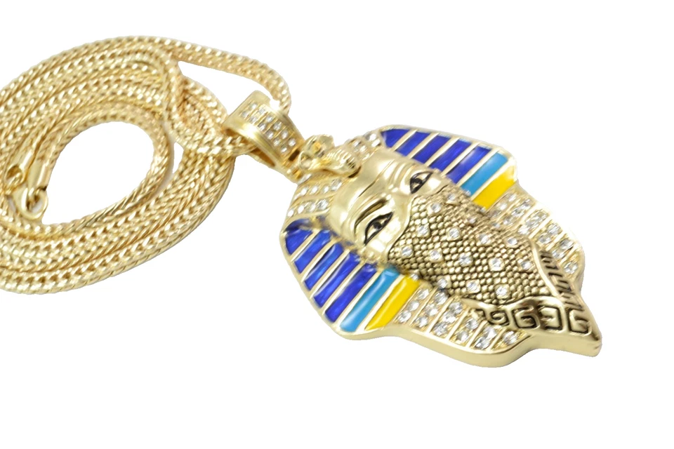 Pingente feminino hip hop grande ouro Egito mascarado corrente Franco 36 polegadas - Imagem 3 de 4
