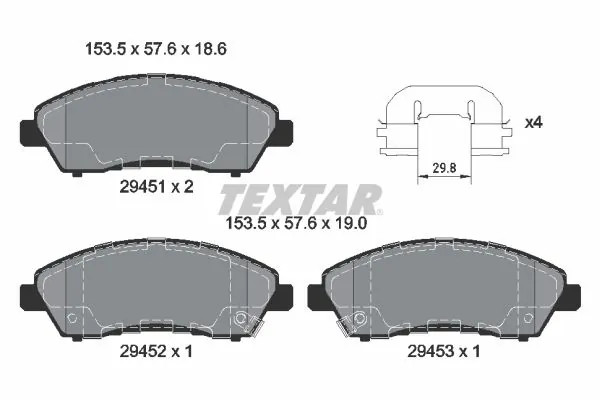 Plaquettes de frein Textar 2945101 pour MITSUBISHI MK585735