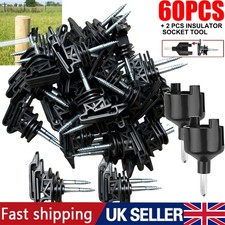 60PCS/SET Electric Fence Screw In Ribbon Insulators - 20mm & 40mm Tape + Tool