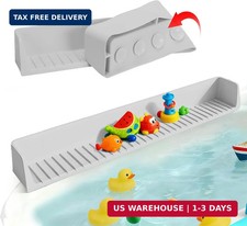 Bathtub Splash Guard for Tub Kids- 31" Extra Long Silicone Bath Play Shelf, Toy