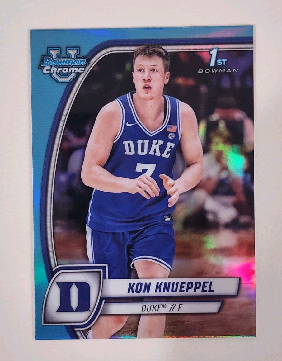 2024-25 Bowman University Chrome Kon Knueppel #48 (RC) Sky Blue Refractor Duke