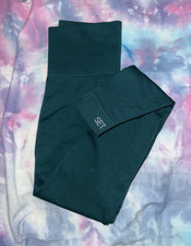 Set Active Women's Green High-Waist Yoga Leggings Nylon Spandex Size XS
