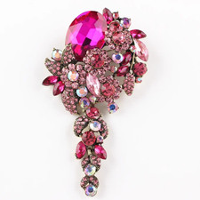Luxury Pink Rhinestone Brooch Fashion Crystal Pendant Corsage Accessories Brooch