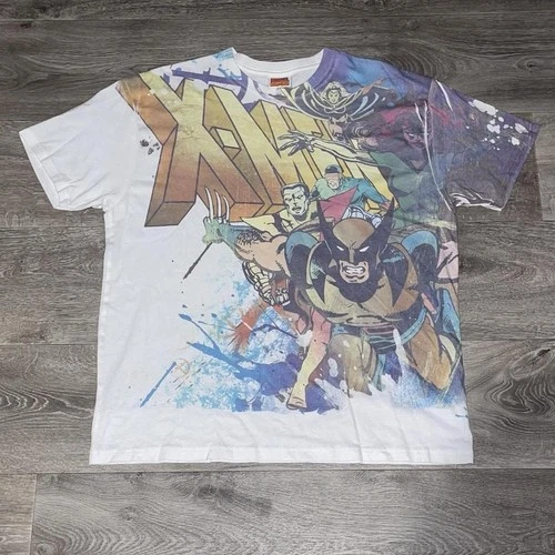 Vintage 2009 Marvel Comics X-Men Wolverine All Over Print White T-Shirt Size XL
