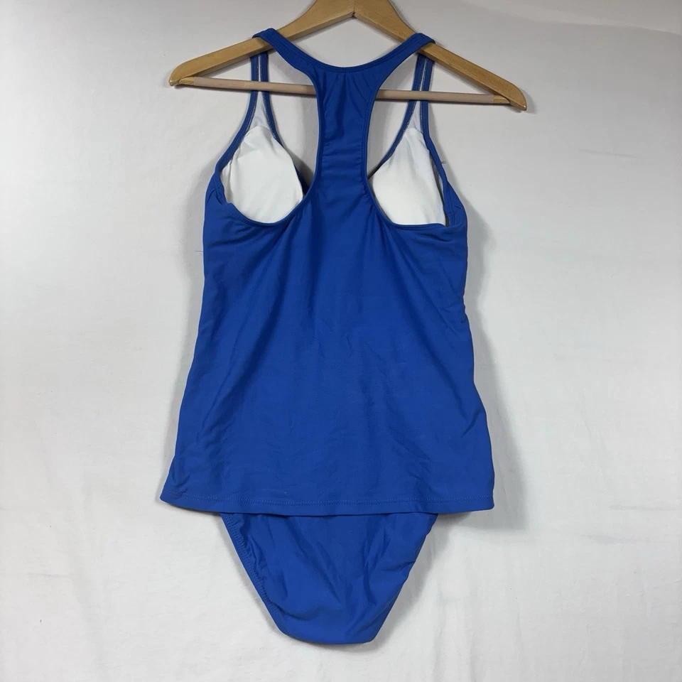 Tommy Hilfiger Blue Low Neck Swimsuit Gold Logo Style TH4511 Womens US size 10 - Image 3 of 4