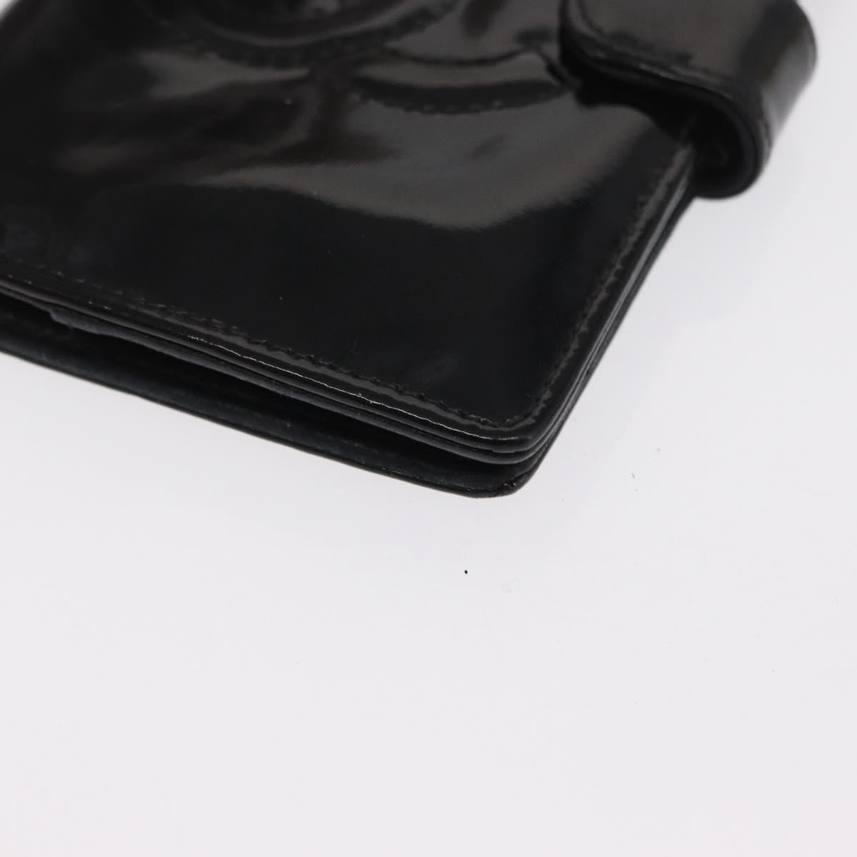 CHANEL Agenda Day Planner Cover Patent leather Gold Black CC Auth