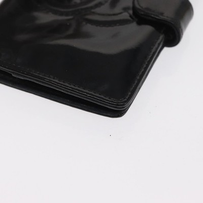 CHANEL Agenda Day Planner Cover Patent leather Gold Black CC Auth